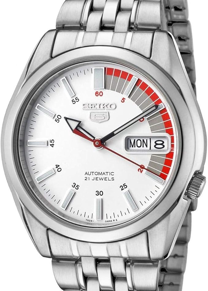 Seiko Men's White Dial Stainless SNKK 31J1 Steel Band Watch