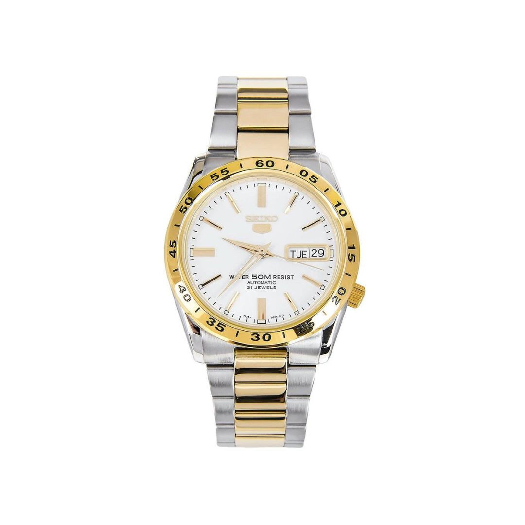 Automatic White Dial Two Tone Gold/Silver Stainless Steel Mens Watch