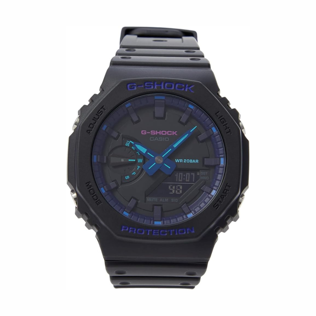 CasioG-Shock GA-2100VB-1ADR Multi-Coloured Analog-Digital Dial Black Resin Strap Men's Watch Shock and 200M Water Resistant G1182