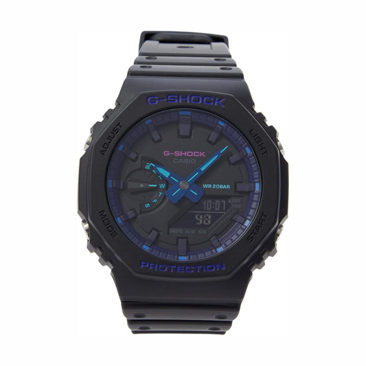 CasioG-Shock GA-2100VB-1ADR Multi-Coloured Analog-Digital Dial Black Resin Strap Men's Watch Shock and 200M Water Resistant G1182